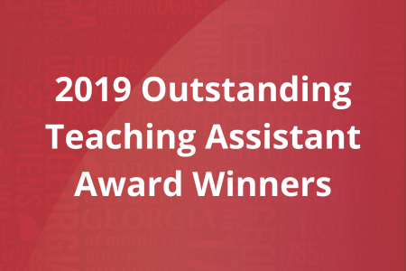 2019 Outstanding Teaching Assistant Award Winners Graphic in Red